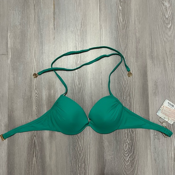 NWT Luli Fama mermaid crossing costa buena seamless plunge bikini top size large - Picture 3 of 5